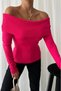 Women's Knitwear Fabric Madonna Collar Pink Sweater 0109 - 8