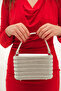 Women's Silver Stone Evening Dress Bag with Handle and Chain Strap - 6