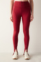 Claret Red High Waist Zippered Ankle Length Rhodes Leggings - 4