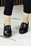 Alizee Navy Blue Snake Genuine Cowhide Daily Heeled Shoes - 3