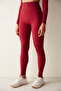 Claret Red High Waist Zippered Ankle Length Rhodes Leggings - 3