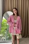 Sleeve Embroidered Leather Belt Detail Kimono - 4