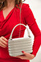 Women's Silver Stone Evening Dress Bag with Handle and Chain Strap - 5