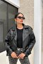 Clarve Vintage Women's Black Leather Biker Jacket
