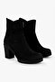 Women's Hero Black Genuine Suede Leather Daily Heeled Boots. - 2