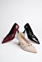 Stiletza Model Women's Beige Patent Leather Buckle Detailed Pointed Toe Stiletto Heels - 2