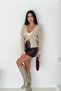 Soft Textured Big Button Detailed Knitwear Cardigan Aw25Hi0002 - 4