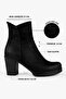 Women's Hero Black Genuine Suede Leather Daily Heeled Boots. - 3