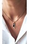 Steel Necklace with Sitting Cat Figure - 2