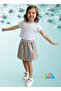 Bottom Top Girl Children's Suit Princess Stone Printed Tassel Devore Short Top Shiny Leopard Skirt - 3