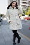 Cream Pocket Detailed Fur Inside Removable Hooded Girl's down Jacket 21335 - 4
