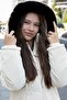 Cream Pocket Detailed Fur Inside Removable Hooded Girl's down Jacket 21335 - 8