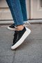 Women's Black Linen Rhinestone Lace-Up Casual Sneakers Allen - 3