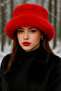 Red Thick Plush Heart Hat Beanie - Warm Stylish Outdoor Cold Protection Spk1143
