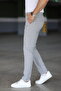 Men's Gray Slim Fit Stretchy Lycra Fabric Pants - 4