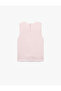Crepe Fabric Crew Neck Sleeveless Asymmetrical Blouse with Slit Detail - 4