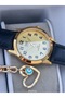 Brand Retro Black Color, 24 Months Warranty, Waterproof, Leather Strap with Numbers Women's Wristwatch+Bracelet - 4