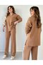 Womens Knit Set Polo Neck Sweater and Pants - 2