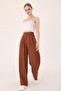 Women's Brown High Waist Linen Palazzo Pants - 4