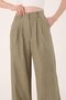 Women's Khaki High Waist Linen Palazzo Pants - 3
