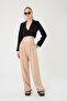 Women's Mink Linen Buttoned High Waist Palazzo Trousers - 2