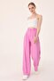 Women's Pink High Waist Linen Palazzo Pants - 5
