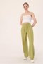 Women's oil green high waist linen palazzo pants