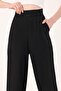 Women's Black Double Button Linen Palazzo Trousers - 3