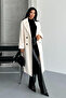 Laura Ecru Belted New Season Lined Premium Quality Comfortable Fit Women's Cashmere Coat - 8