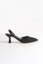 Pointed-Toe Backless Women's Heeled Satin Shoes Black-38 - 4