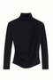 Women's Draped Long Sleeve Blouse - Navy Blue - 6