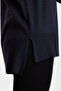 Women's Half Turtleneck Sweater with Slit Sleeves Navy Blue - 7