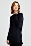 Women's Half Turtleneck Sweater with Slit Sleeves Navy Blue - 6