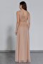 Women's Gold Draped Tulle Evening Dress Nb2030 - 4