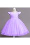 Girl's Lilac Skirt Satin Dress with Pearl Bow Detail