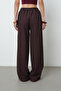 Women's Silvery Wide Leg Elastic Waist Solid Color Trousers - 5