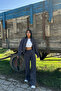 Women's Anthracite Zipper Winter Tracksuit Set Nbg026 - 3