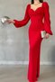 Red Stretchy Crepe Fabric Sweetheart Neckline Slit Design Fish Model Maxi Dress 582732 - 6