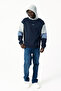 Men's Hooded Judge Me Printed 3-Thread Sweatshirt Navy Blue - 25K 5299 - 2