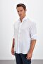 Italian Collar Striped Comfort Fit 100% Linen Men's Shirt - 4