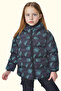 Girl's Black Green Digital Pattern Fleece Water and Windproof Hooded Puffer Winter Coat