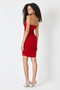 Women's Red Draped Thin Strap Midi Dress Evening Dress - 7