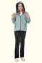 Girl's Mint Green Lined Water and Windproof Hooded Raincoat with Double Zipper Pockets - 4