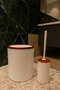 2-Piece Bathroom Set, Trash Can and Wc Brush Holder, White, Volume: 6 Liters
