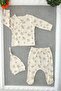 Organic Cotton 0-3 Month Mushroom Patterned Newborn 3-Piece Baby Set - 2