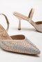Vela Beige Stone Detailed Heeled Evening Dress Shoes Women's Stiletto - 2