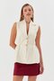 Elastic waist vest blouse cream