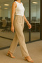 Women's Black High Waist Crepe Fabric Palazzo Pants for Stylish Office Combination - 4