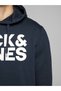 12152840 Jjecorp Logo Sweat Hood Noos Men's Sweat Reg /Large Print/Navy Blazer - 5