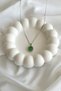 Green Stone Stainless Steel Necklace with Zircon Stone Elegant Necklace Women's Accessory Gift - 3